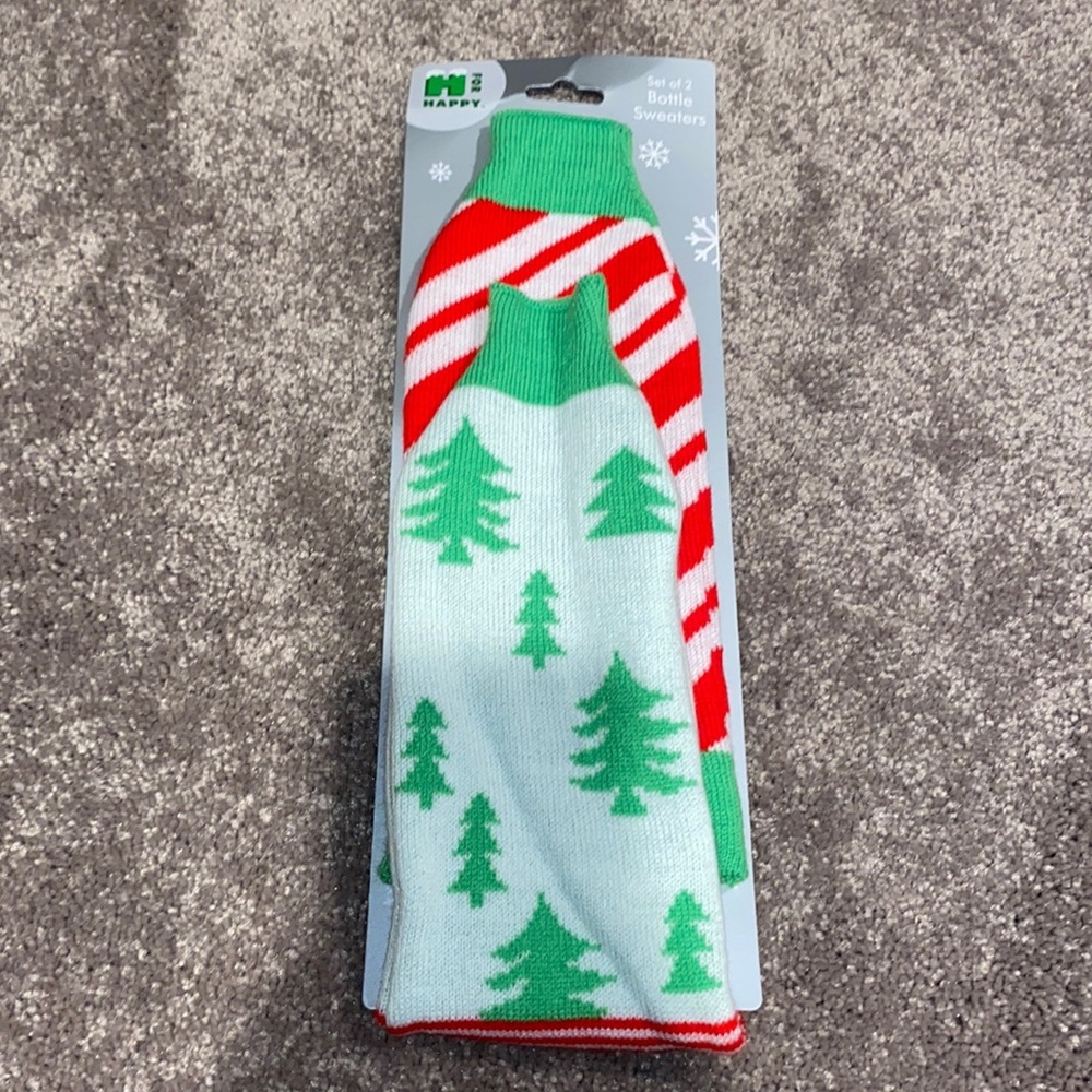 H For Happy Christmas Wine Bottle Sweaters